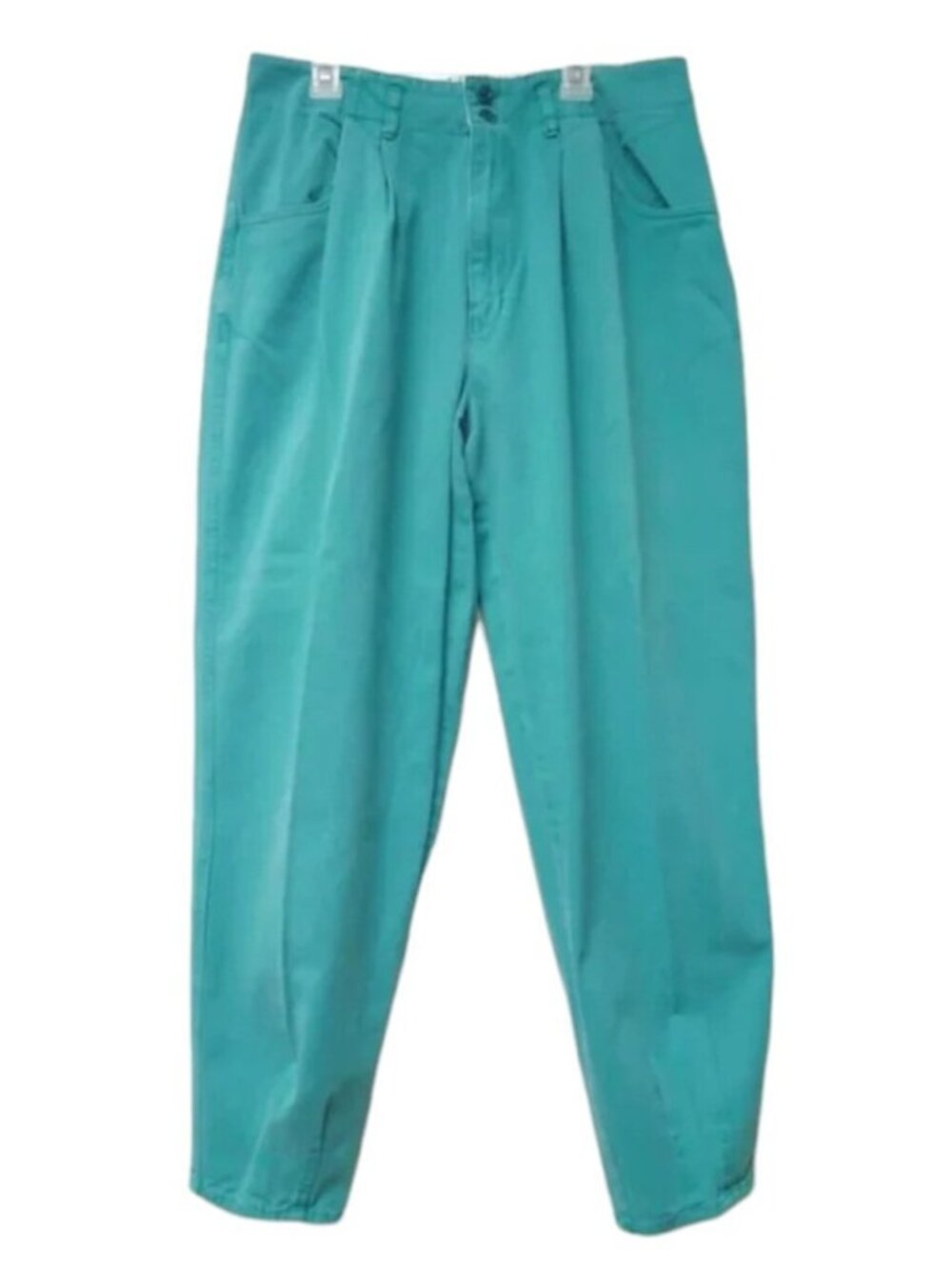 80s Tarazzia Internationale pleated high rise green trousers . size 13 / 14